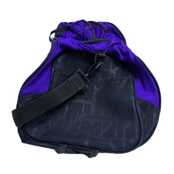 Nike Gym Duffle Bag Shoulder Strap Swoosh Purple Black Carry On Travel Overnight - Picture 2 of 8